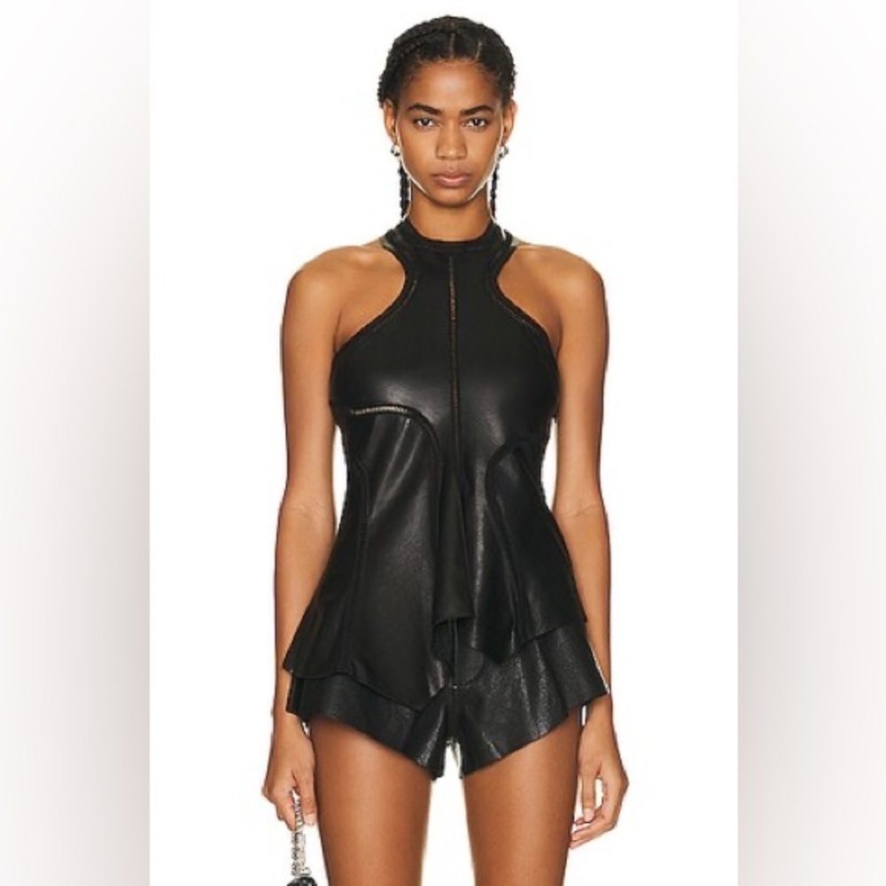 RtA NWT SIZE 8
Black Asymetrical Leather Halter Top